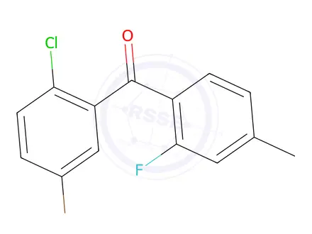 Chemical structure of (5-bromo-2-chlorophenyl)(2-fluoro-4-methylphenyl)methanone