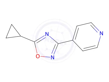 Chemical structure of 4-(5-Cyclopropyl-1,2,4-oxadiazol-3-yl)pyridine, 97%
