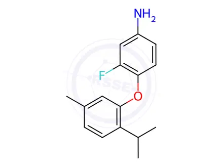 Chemical structure of 3-Fluoro-4-(2-isopropyl-5-methylphenoxy)aniline