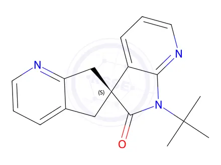 Chemical structure of (S)-1'-(tert-Butyl)-5,7-dihydrospiro[cyclopenta[b]pyridine-6,3'-pyrrolo[2,3-b]pyridin]-2'(1'H)-one