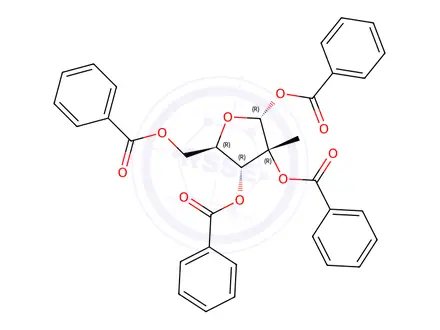 Chemical structure of Cmc-methyl-alpha-D-ribofuranosetetrabenzoate