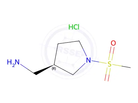Chemical structure of (R)-(1-(methylsulfonyl)pyrrolidin-3-yl)methanamine hydrochloride