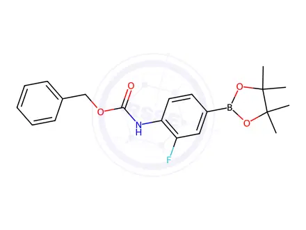 Chemical structure of Benzyl (2-fluoro-4-(4,4,5,5-tetramethyl-1,3,2-dioxaborolan-2-yl)phenyl)carbamate