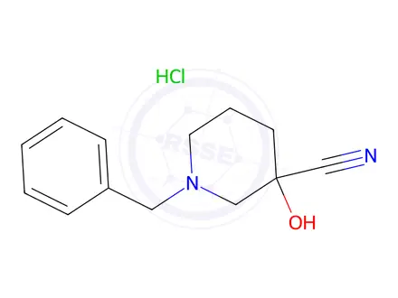 Chemical structure of 1-benzyl-3-hydroxypiperidine-3-carbonitrile hydrochloride