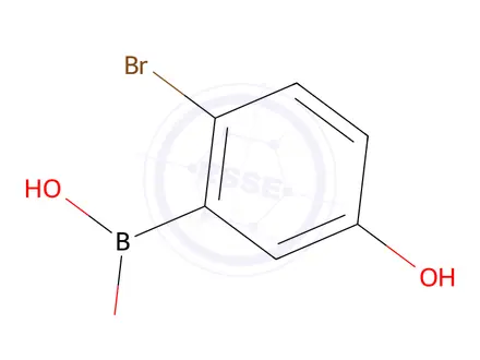 Chemical structure of 2-Bromo-5-hydroxyphenylboronic acid