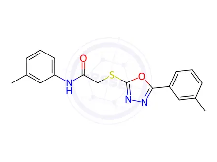 Chemical structure of N-(m-tolyl)-2-((5-(m-tolyl)-1,3,4-oxadiazol-2-yl)thio)acetamide