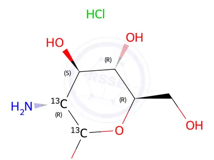 Chemical structure of D-Glucosamine-1,2-13C2 Hydrochloride