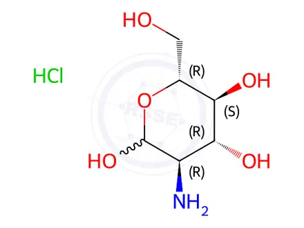 Chemical structure of (3R,4R,5S,6R)-3-amino-6-(hydroxymethyl)tetrahydro-2H-pyran-2,4,5-triol hydrochloride