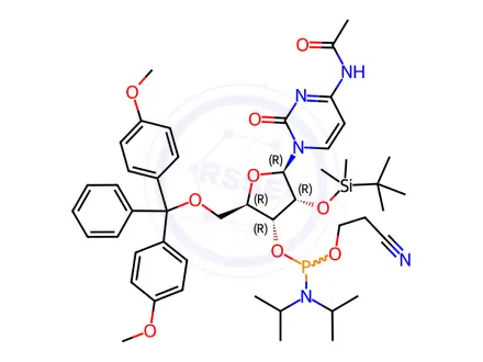 Chemical structure of Phosphoramidites Impurity 83 (DMT-2’-O-TBDMS-C(Ac)-CE Phosphoramidites)