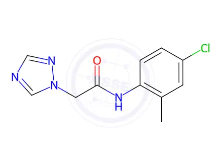 Chemical structure of N-(4-chloro-2-methylphenyl)-2-(1H-1,2,4-triazol-1-yl)acetamide