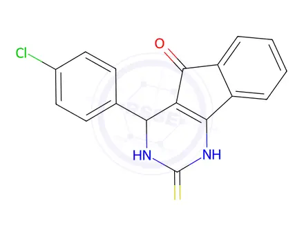 Chemical structure of 4-(4-Chlorophenyl)-2-thioxo-1,2,3,4-tetrahydro-5H-indeno[1,2-d]pyrimidin-5-one