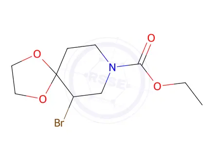 Chemical structure of Ethyl 6-bromo-1,4-dioxa-8-azaspiro[4.5]Decane-8-carboxylate
