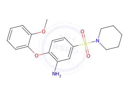 Chemical structure of 2-(2-Methoxyphenoxy)-5-(piperidine-1-sulfonyl)aniline