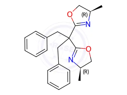 Chemical structure of Oxazole, 2,2'-[2-phenyl-1-(phenylmethyl)ethylidene]bis[4,5-dihydro-4-methyl-, (4R,4'R)-