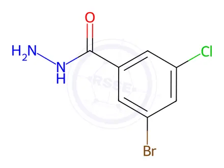 Chemical structure of Benzoic acid, 3-bromo-5-chloro-, hydrazide
