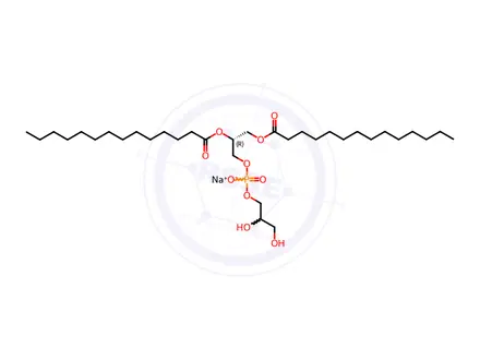 Chemical structure of 1,2-Dimyristoyl-sn-glycero-3-phospho-rac-(1-glycerol) Sodium Salt