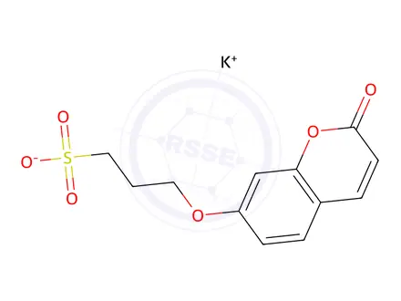 Chemical structure of potassium 3-[(2-oxo-2H-1-benzopyran-7-yl)oxy]propanesulphonate
