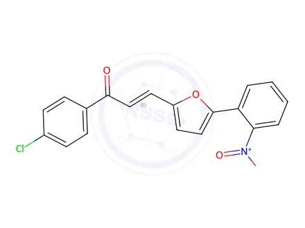 Chemical structure of (E)-1-(4-chlorophenyl)-3-(5-(2-nitrophenyl)furan-2-yl)prop-2-en-1-one