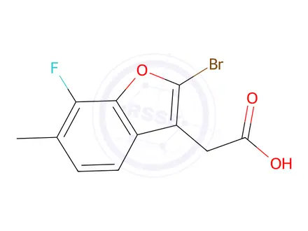 Chemical structure of 2-(2-Bromo-7-fluoro-6-methylbenzofuran-3-yl)acetic acid