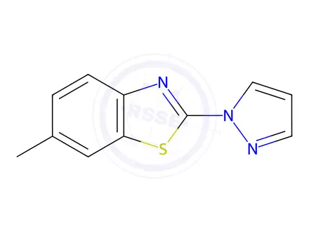 Chemical structure of Benzothiazole, 6-methyl-2-(1H-pyrazol-1-yl)-(9CI)