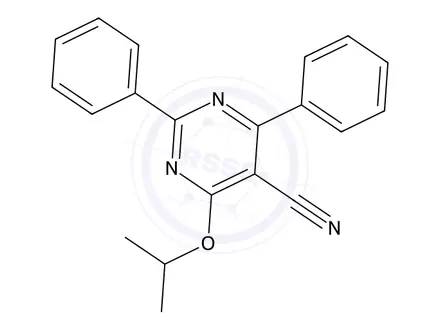 Chemical structure of 2,4-Diphenyl-6-(propan-2-yloxy)pyrimidine-5-carbonitrile