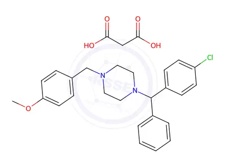 Chemical structure of 1-((4-Chlorophenyl)(phenyl)methyl)-4-(4-methoxybenzyl)piperazine malonate