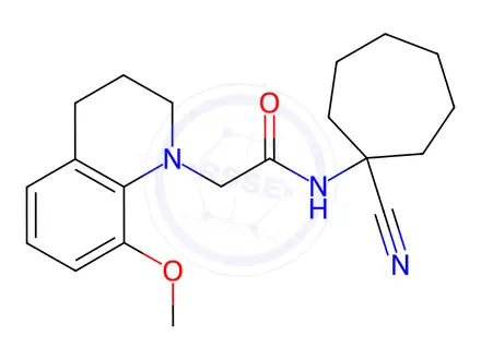 Chemical structure of N-(1-cyanocycloheptyl)-2-(8-methoxy-1,2,3,4-tetra hydroquinolin-1-yl)acetamide