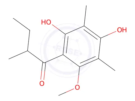 Chemical structure of 2,6-Dimethyl-3-O-methyl-4-(2-methylbutyryl)phloroglucinol
