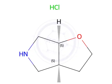 Chemical structure of cis-3,3a,4,5,6,6a-hexahydro-2H-furo[2,3-c]pyrrole;hydrochloride