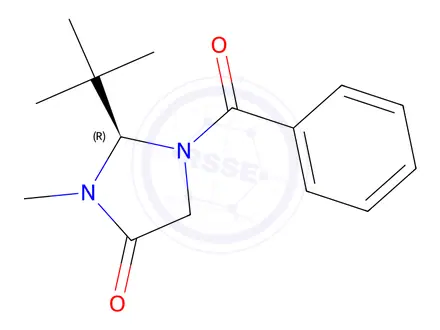 Chemical structure of (R)-1-Benzoyl-2-(tert-butyl)-3-methylimidazolidin-4-one