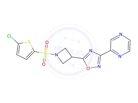 Chemical structure of 5-(1-((5-Chlorothiophen-2-yl)sulfonyl)azetidin-3-yl)-3-(pyrazin-2-yl)-1,2,4-oxadiazole