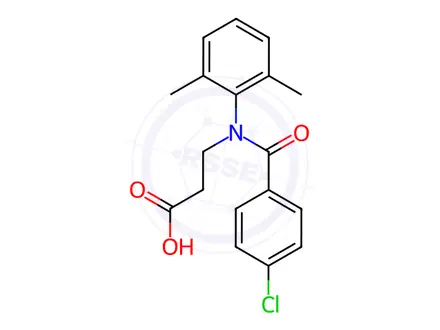 Chemical structure of N-(p-Chlorobenzoyl)-N-(2,6-xylyl)-β-alanine