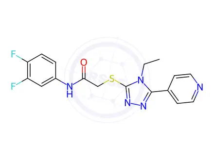 Chemical structure of N-(3,4-Difluorophenyl)-2-((4-ethyl-5-(pyridin-4-yl)-4H-1,2,4-triazol-3-yl)thio)acetamide