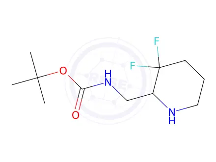 Chemical structure of Tert-butyl ((3,3-difluoropiperidin-2-yl)methyl)carbamate