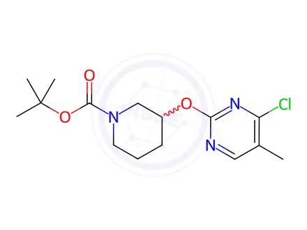 Chemical structure of tert-Butyl 3-((4-chloro-5-methylpyrimidin-2-yl)oxy)piperidine-1-carboxylate