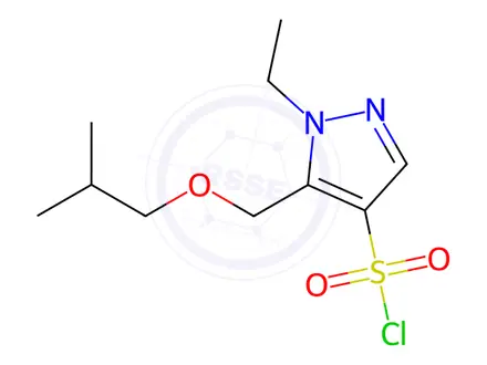 Chemical structure of 1-ethyl-5-(isobutoxymethyl)-1H-pyrazole-4-sulfonyl chloride