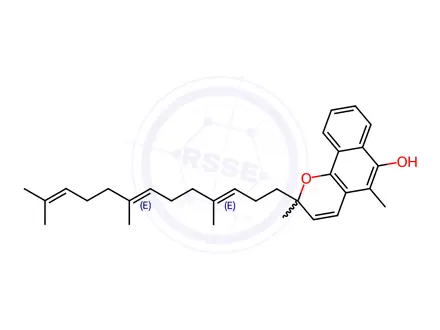 Chemical structure of 2,5-Dimethyl-2-((3E,7E)-4,8,12-trimethyltrideca-3,7,11-trien-1-yl)-2H-benzo[h]chromen-6-ol