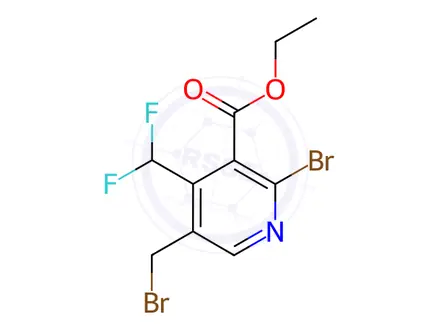 Chemical structure of Ethyl 2-bromo-5-(bromomethyl)-4-(difluoromethyl)pyridine-3-carboxylate