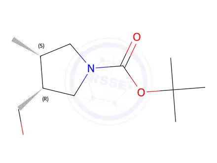 Chemical structure of Tert-butyl (3R,4S)-3-(hydroxymethyl)-4-methylpyrrolidine-1-carboxylate