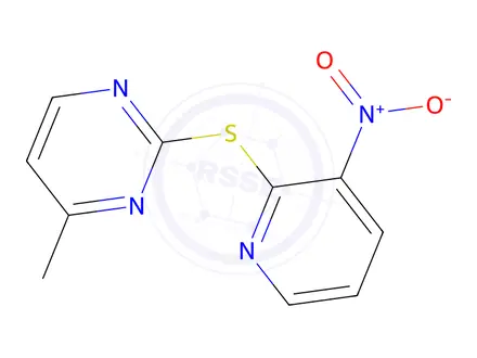 Chemical structure of 4-Methyl-2-((3-nitropyridin-2-yl)thio)pyrimidine