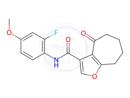 Chemical structure of N-(2-Fluoro-4-methoxyphenyl)-4-oxo-5,6,7,8-tetrahydro-4H-cyclohepta[b]furan-3-carboxamide