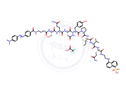 Chemical structure of Dabcyl-gamma-abu-ser-gln-asn-tyr-pro-ile-val-gln-edans