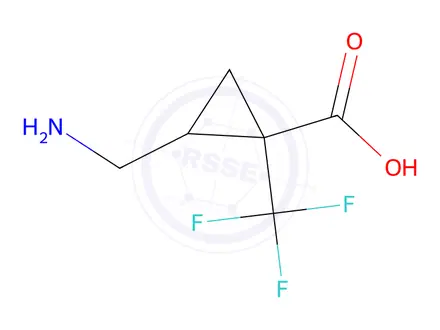 Chemical structure of 2-(Aminomethyl)-1-(trifluoromethyl)cyclopropane-1-carboxylic acid