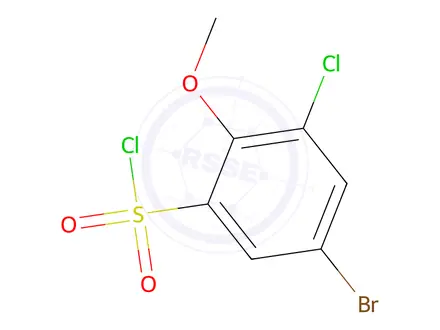 Chemical structure of 5-Bromo-3-chloro-2-methoxybenzene-1-sulfonyl chloride