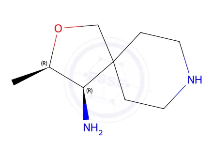 Chemical structure of (3R,4R)-3-methyl-2-oxa-8-azaspiro[4.5]decan-4-amine dihydrochloride