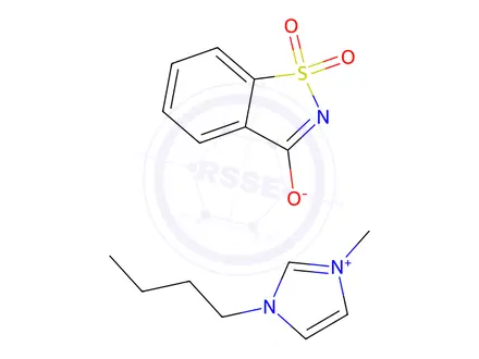 Chemical structure of 1H-Imidazolium, 1-butyl-3-methyl-, salt with 1,2-benzisothiazol-3(2H)-one 1,1-dioxide (1:1)