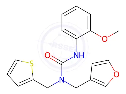 Chemical structure of 1-(Furan-3-ylmethyl)-3-(2-methoxyphenyl)-1-(thiophen-2-ylmethyl)urea