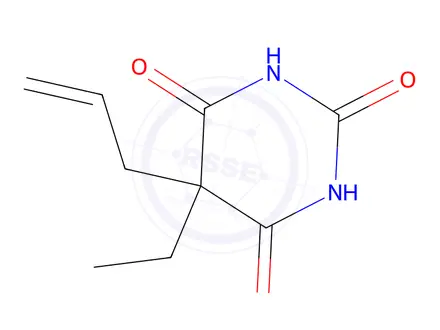 Chemical structure of 5-allyl-5-ethylbarbituric acid