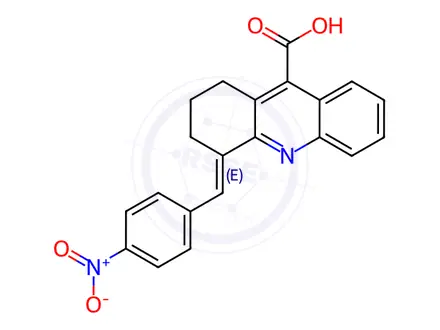 Chemical structure of 4-(4-Nitro-benzylidene)-1,2,3,4-tetrahydro-acridine-9-carboxylic acid