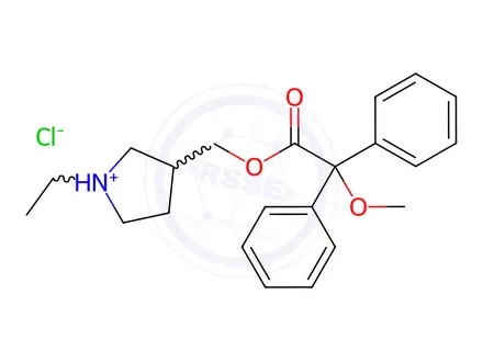 Chemical structure of ACETIC ACID, 2,2-DIPHENYL-2-METHOXY-, (1-ETHYL-3-PYRROLIDINYL)METHYL E STER, HYDR